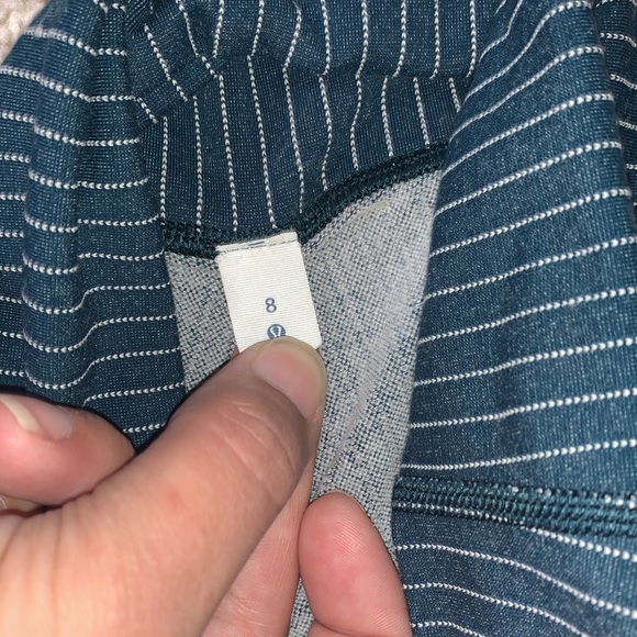 Lululemon- WunderUnder Crop II FoldOver- Conductor Pin Stripe- Sz 8- Blue & Pink - Picture 14 of 16